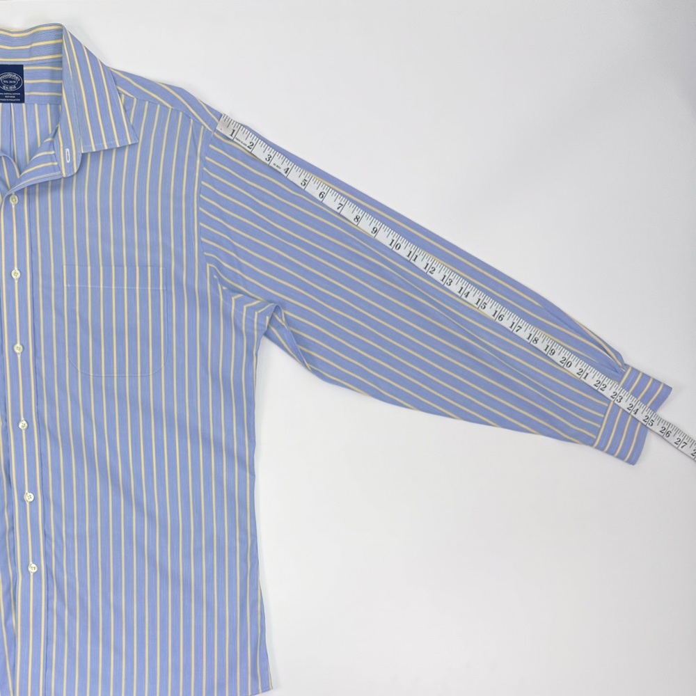 Brooks Brothers Supima Cotton Blue and Yellow Striped Button Down Shirt - Picture 4 of 8